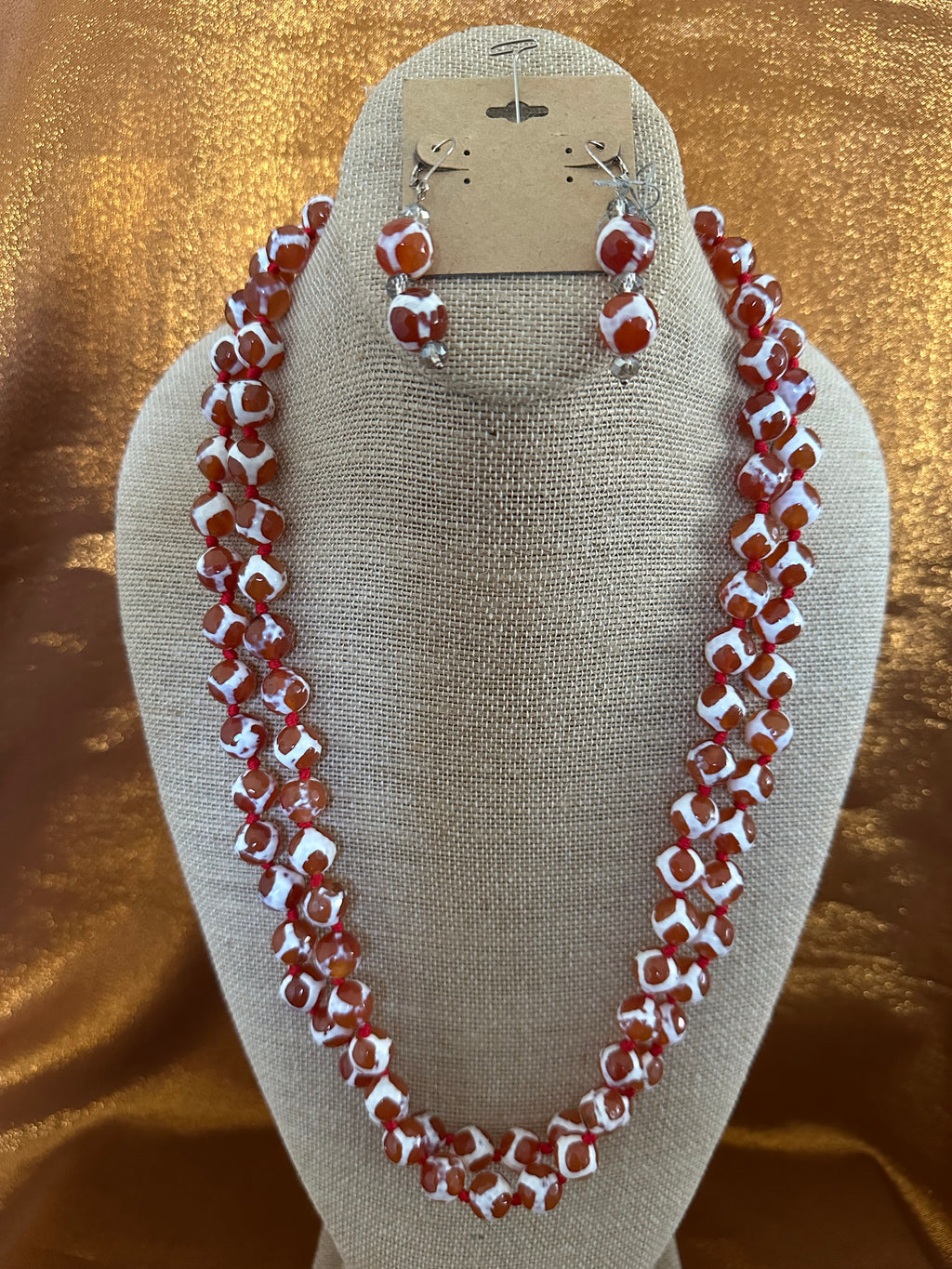 Spotty, Red Agate Necklace Handmade