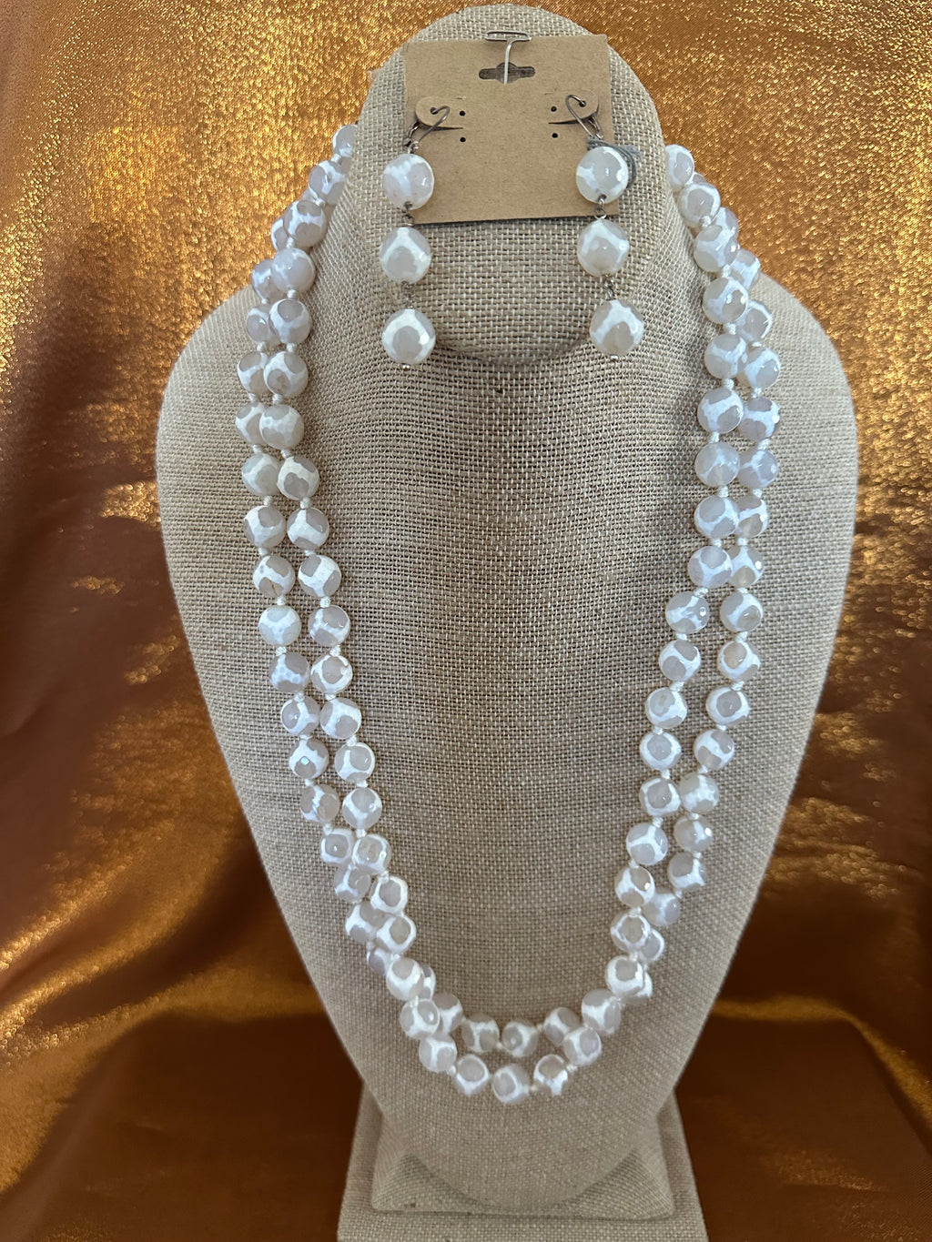 Spotty Cream Agate Necklace Handmade