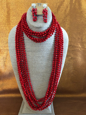 Klaus RED Crystal Necklace Handmade Necklace