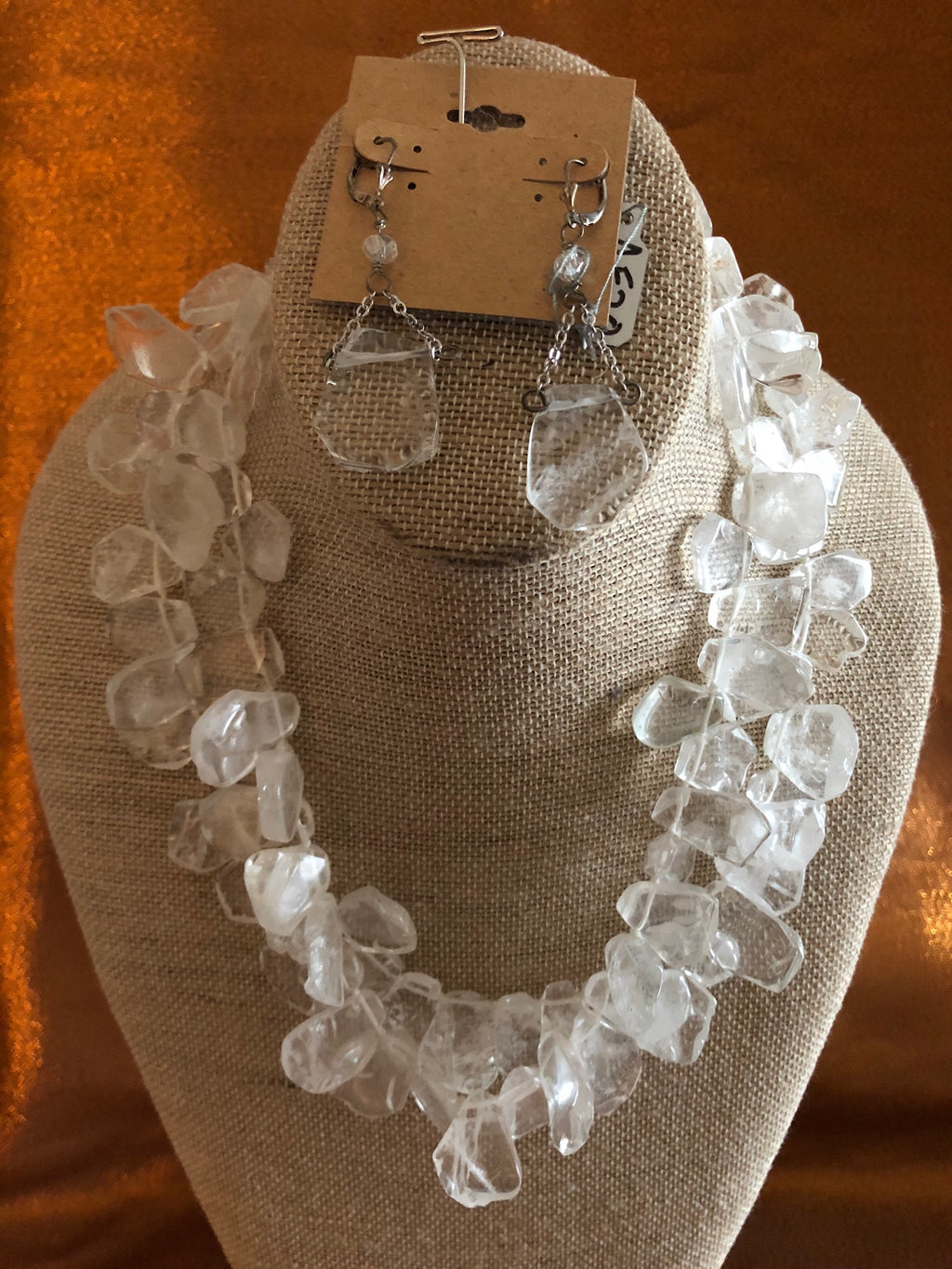 Leaves Clear Quartz , Handmade Necklace