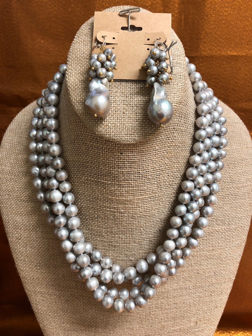 Gray Pearl, Necklace Handmade