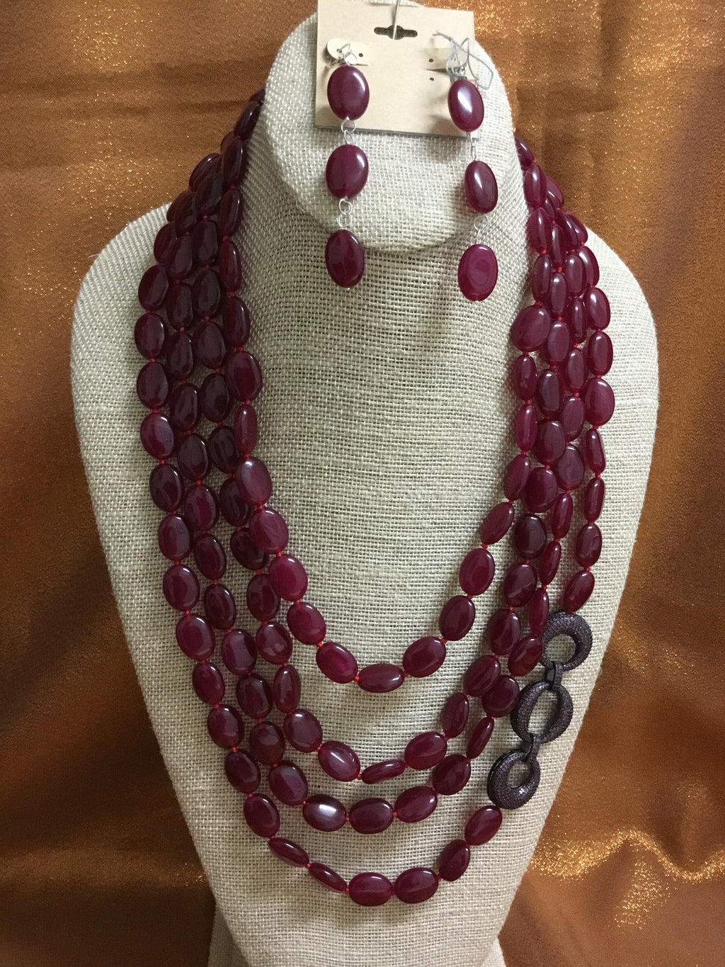 Ce Zee Red Burgundy, Agate Necklace Handmade