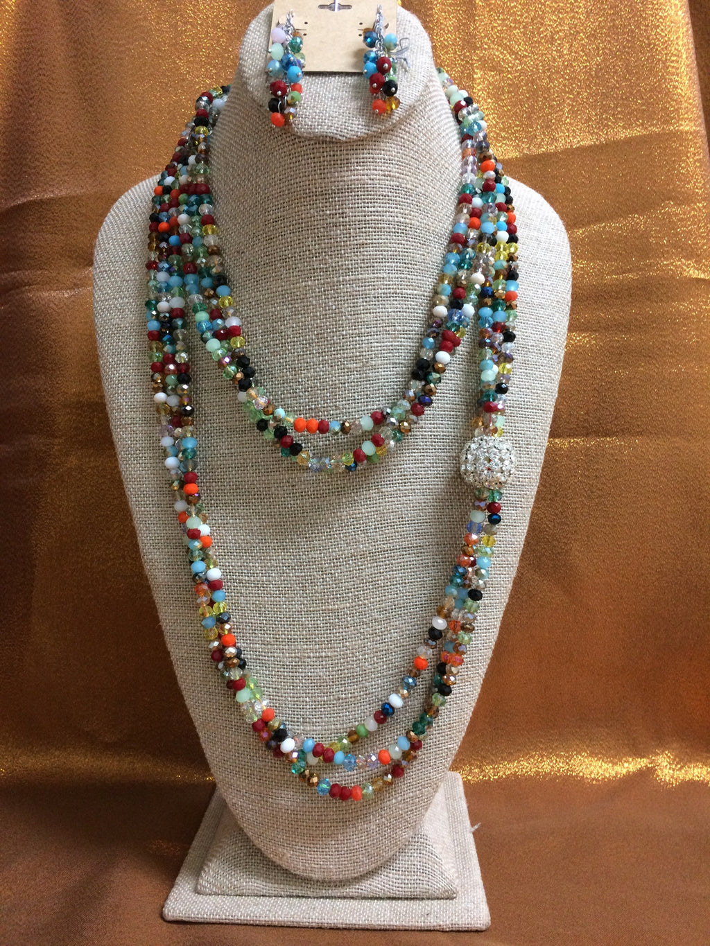 Jenifer Disco Multi Color Crystal, Necklace Handmade