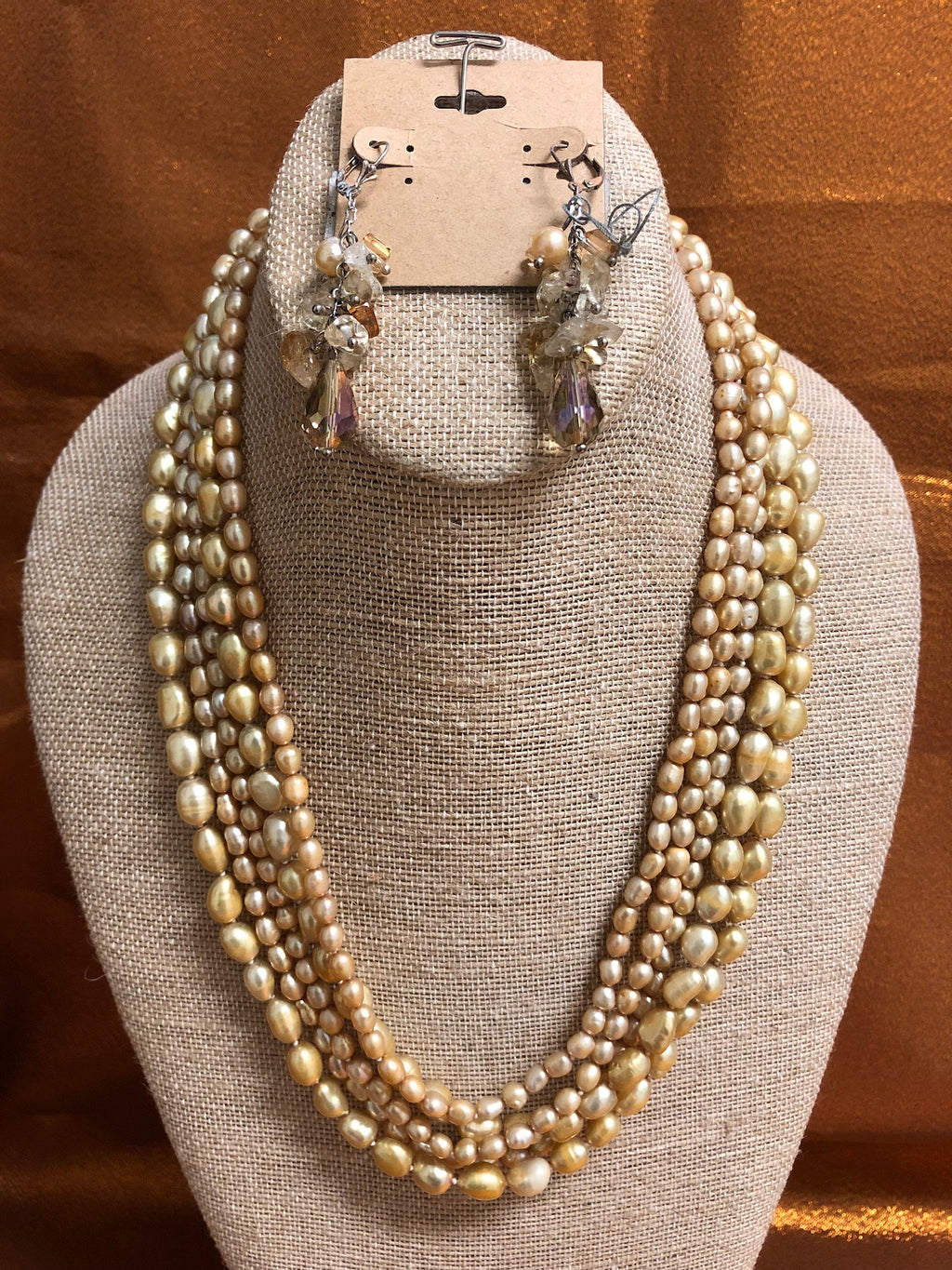 MAGGIE Gold Pearl, Necklace Handmade