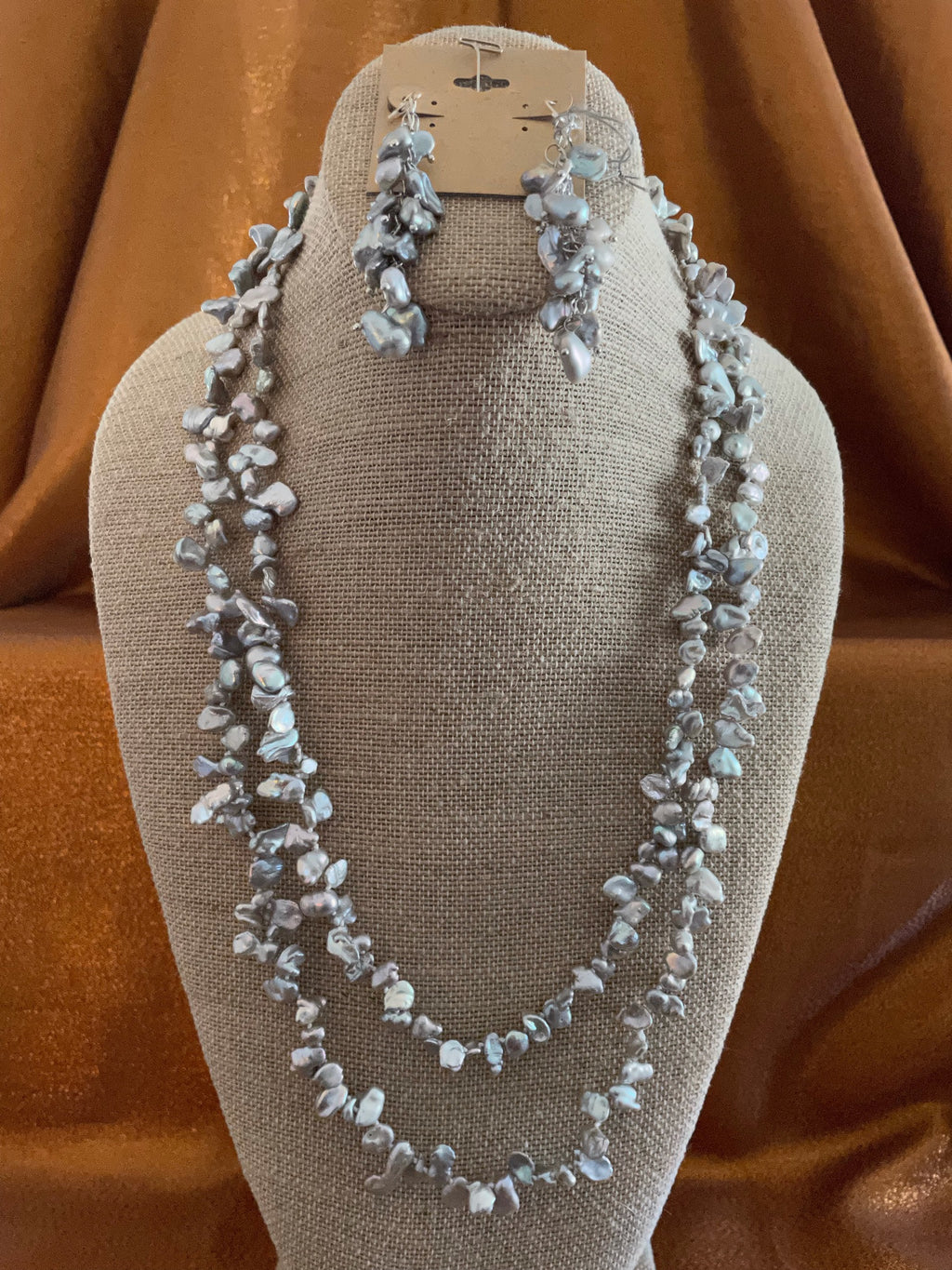 Gray Keshi Pearl Necklace Handmade