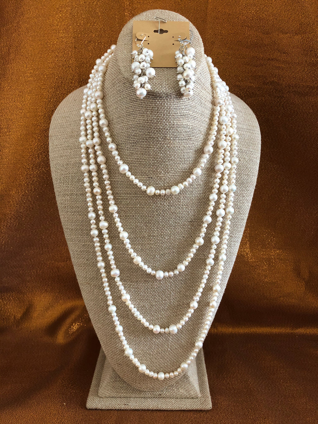 100 Inches White Keshi Pearl Necklace Handmade