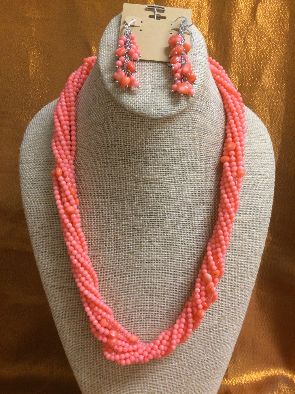 ‘CORA Pink Orange Necklace Handmade