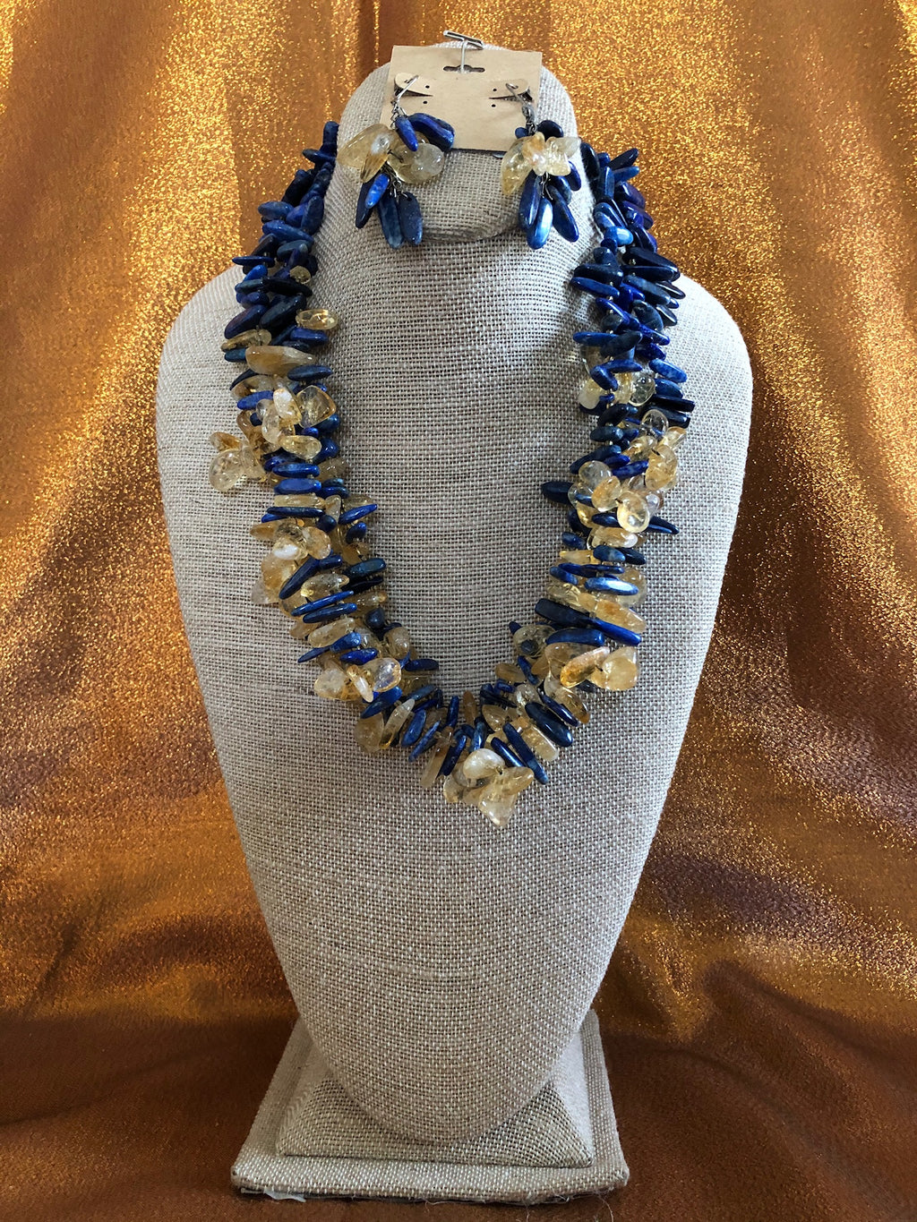 Phi, Lapis & Citrine Necklace Handmade