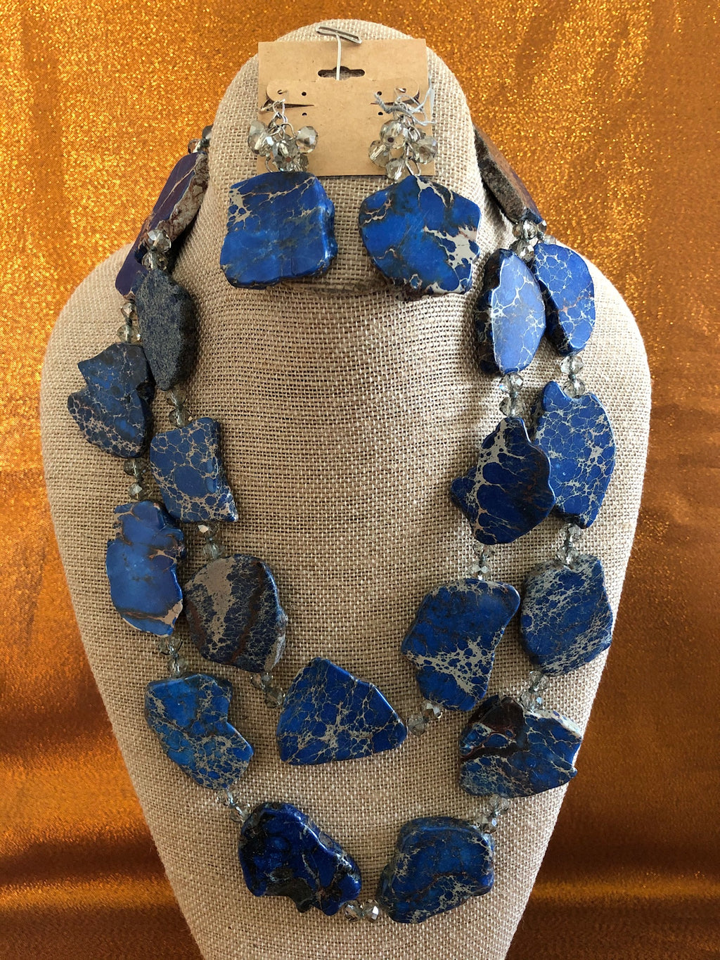 Leaves, Blue Imperial Jasper Necklace Handmade