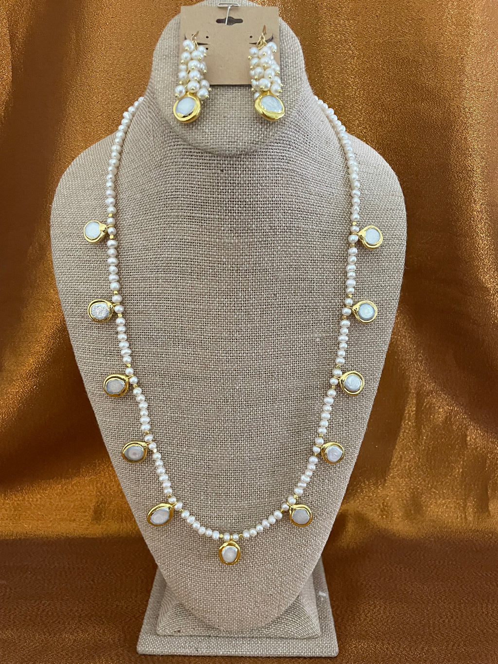 TEARS, White Freshwater  Pearls Necklace Handmade