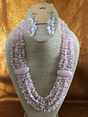 Chris Pink Rose Quartz Necklace Handmade