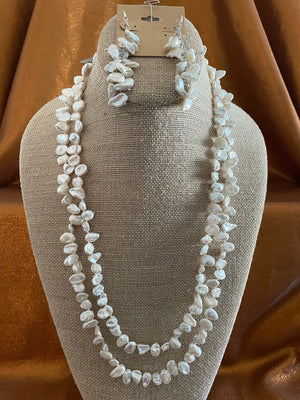 White Keshi Pearl Necklace Handmade