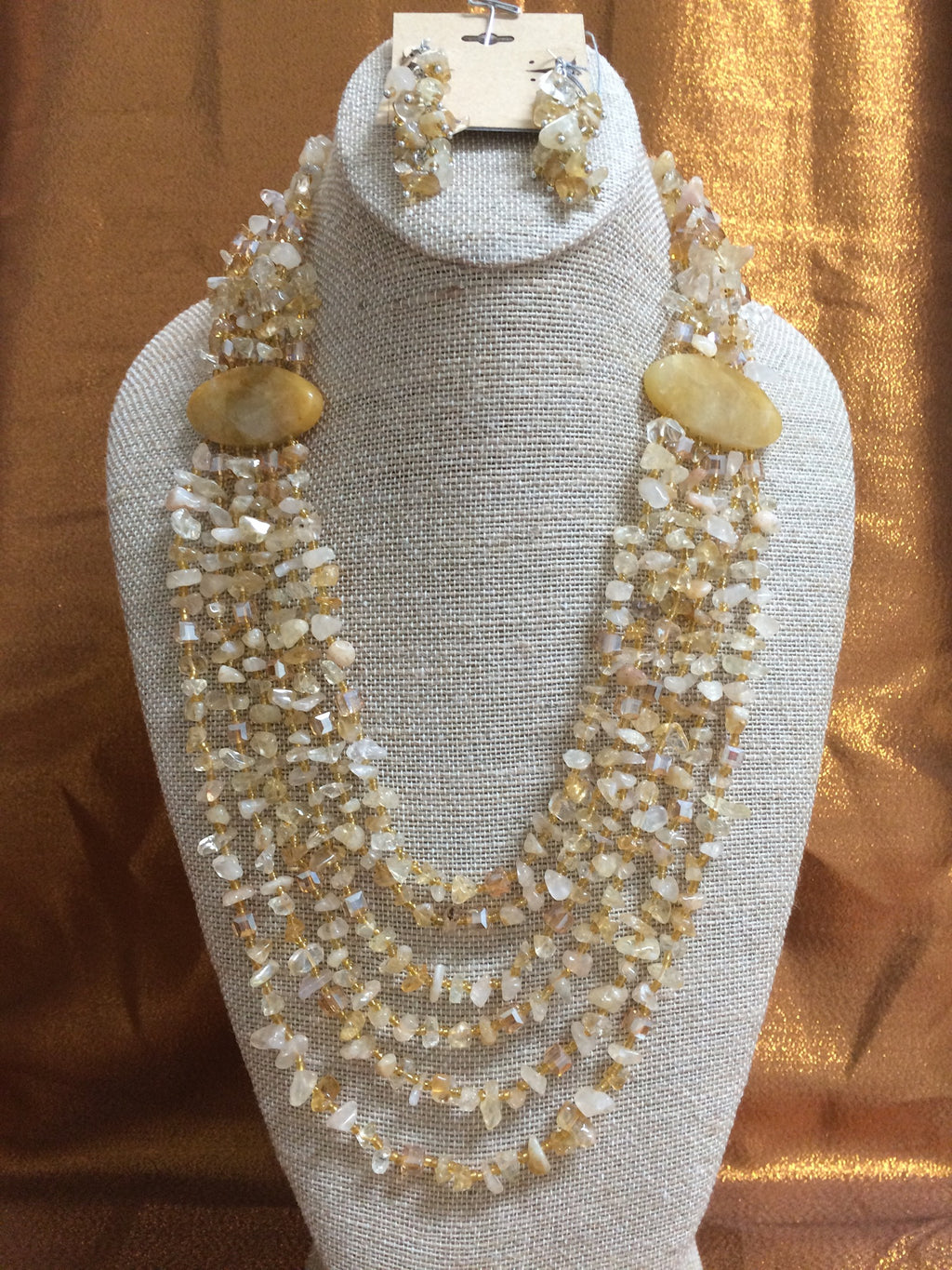 Chris Citrine Quartz Tan Necklace Handmade