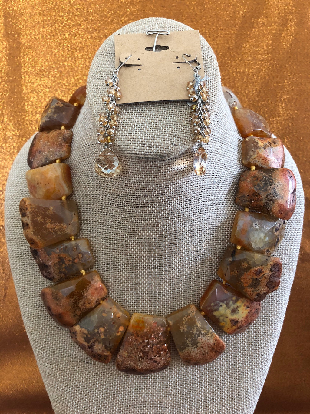 Rubi Nugett, TAN Agate, Handmade Necklace.