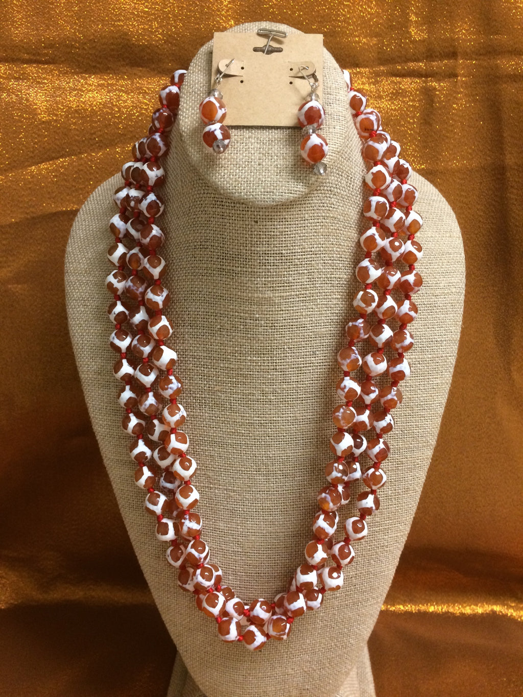 Spotty, Red Agate Necklace Handmade