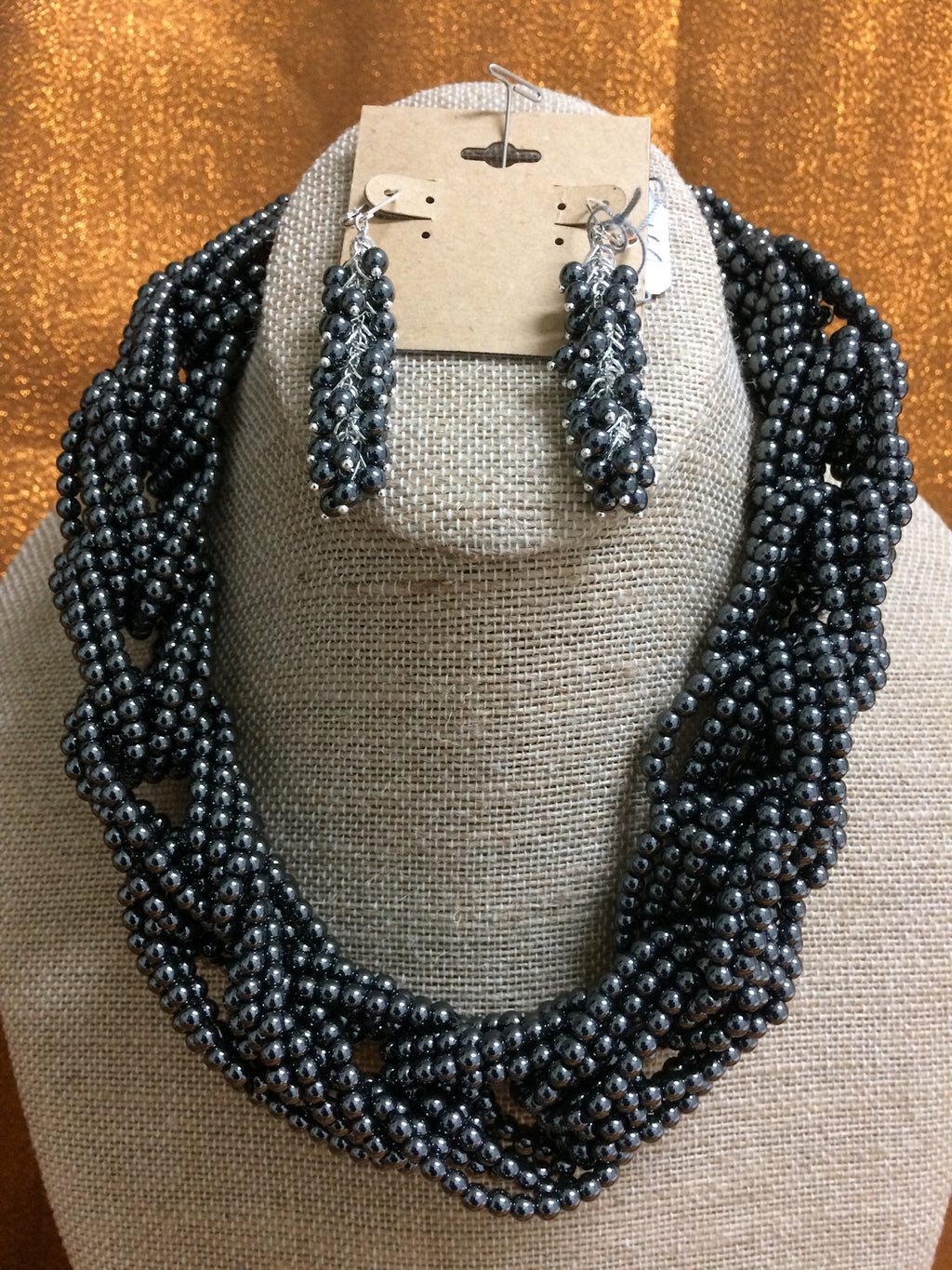 ‘TWISTER’ GRAY Braided HEMATITE Necklace Handmade