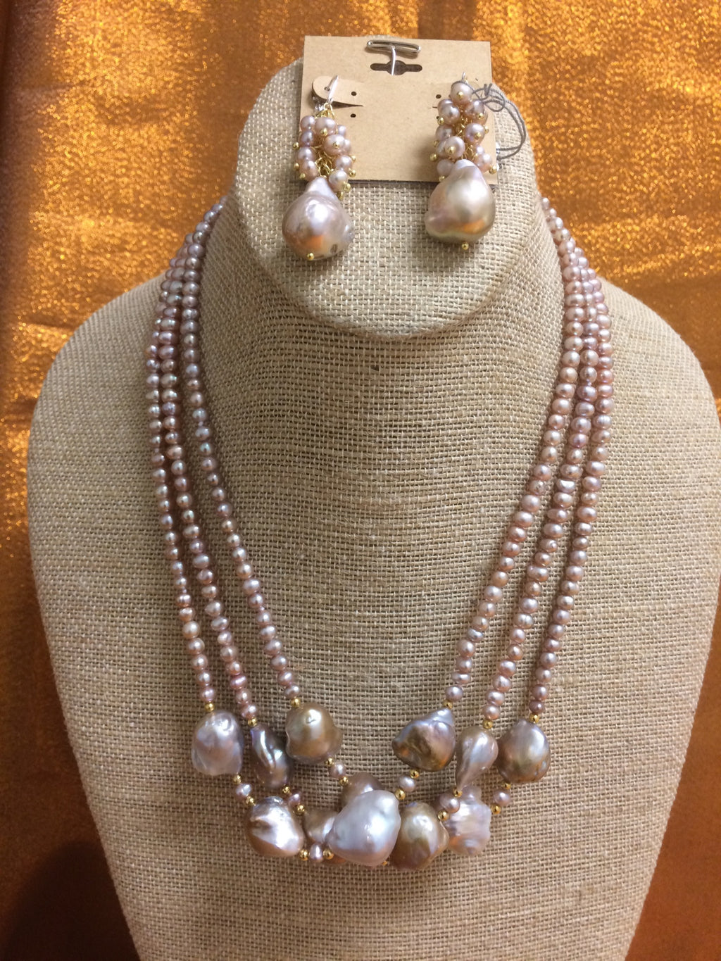 “GOLDIE” Keshi Pearl Purple , Necklace Handmade