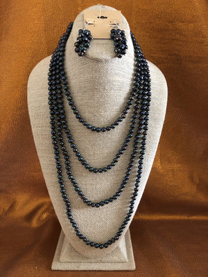 100 Inches Black Keshi Pearl Necklace Handmade