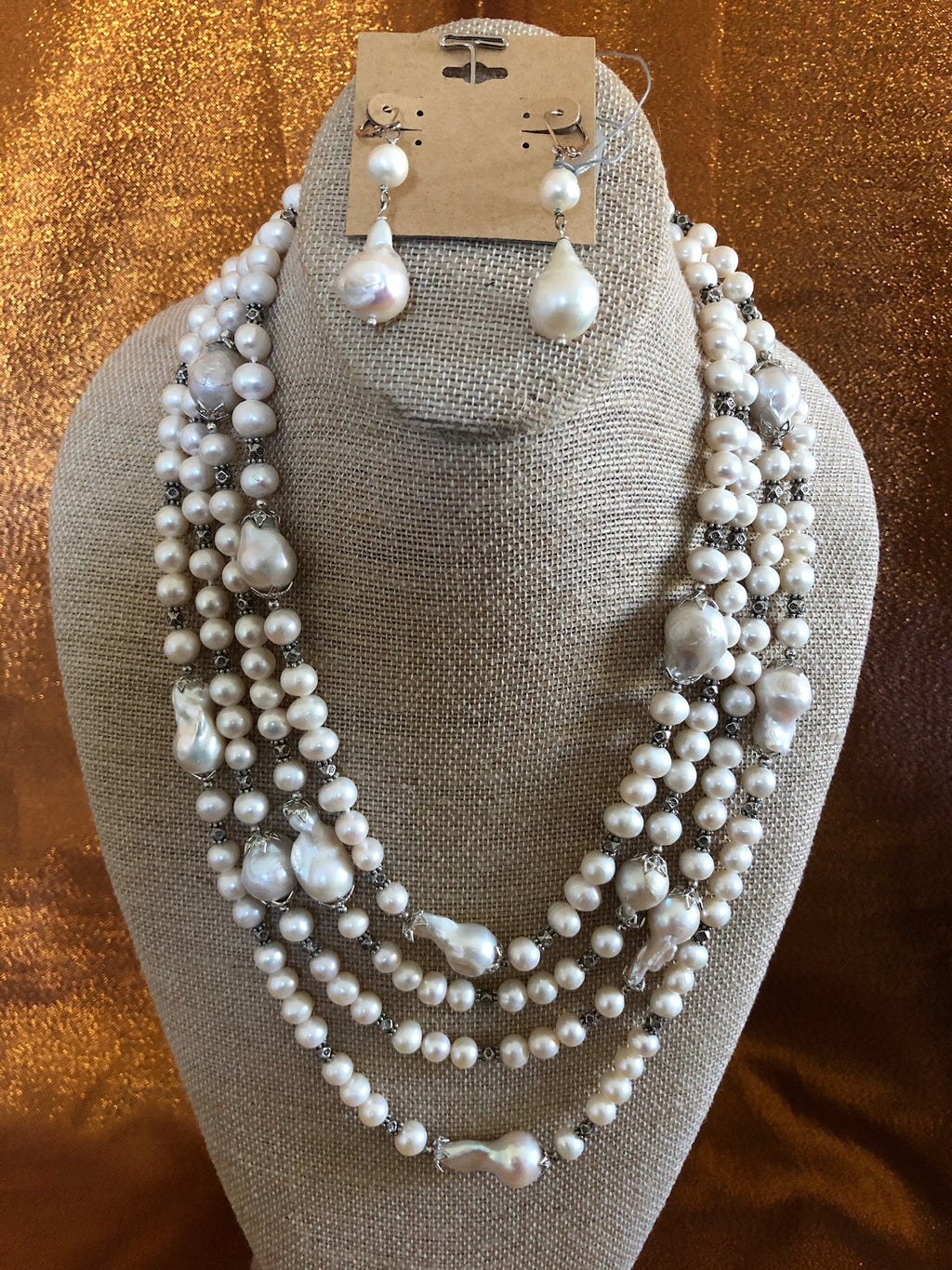 Keshi Silver Pearl Necklace Handmade