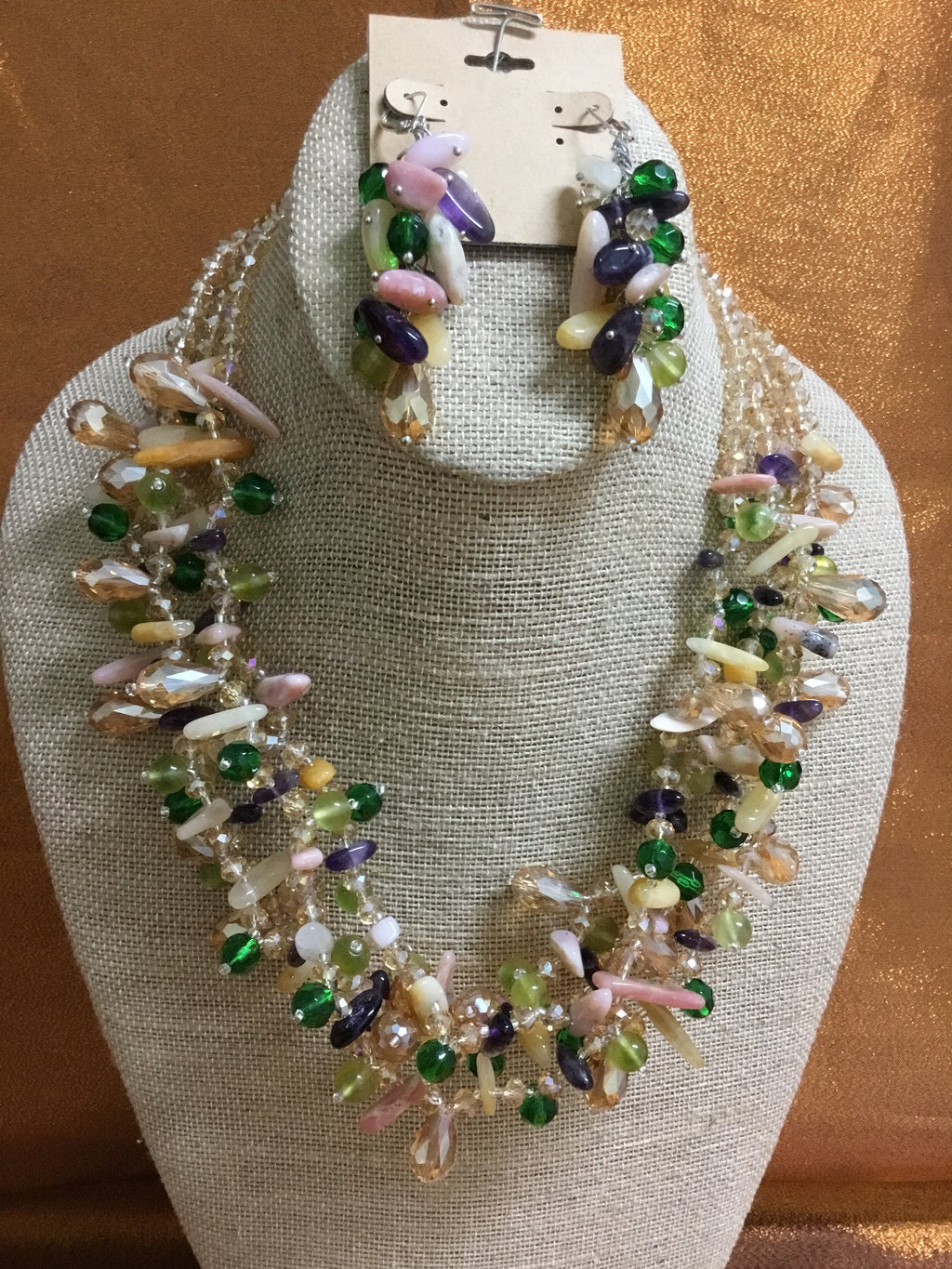 ‘Tiffany’ MULTI Color Crystals Necklace Handmade