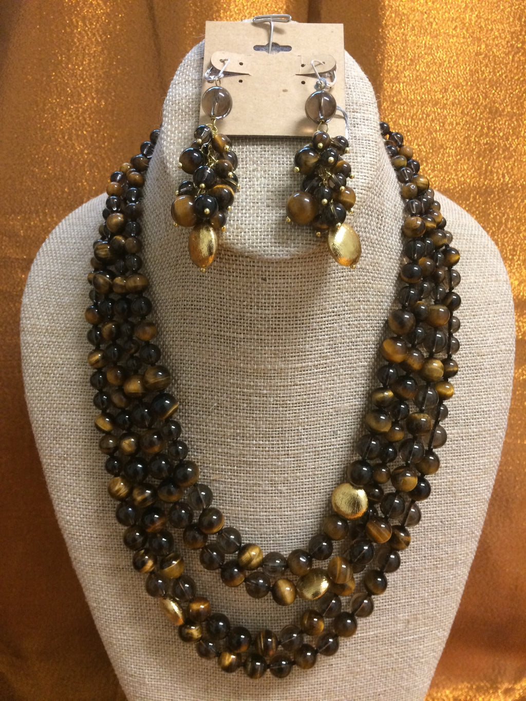 FALLBROOK Tiger Eye Brown Necklace Handmade