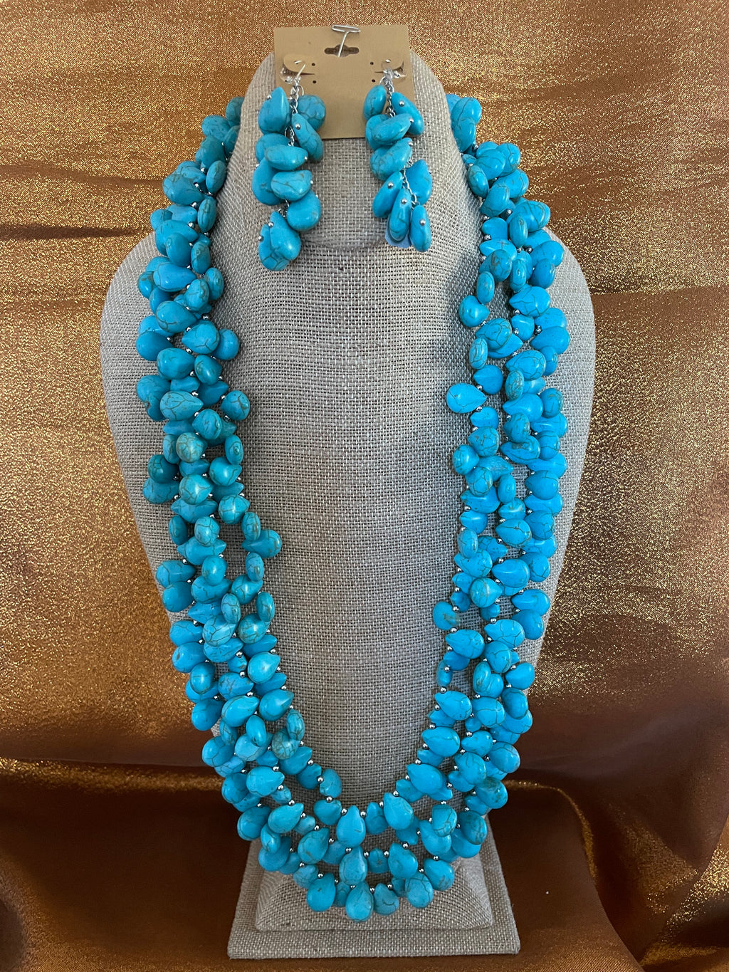 Turquoise with Silver Color Spacers Necklace Handmade