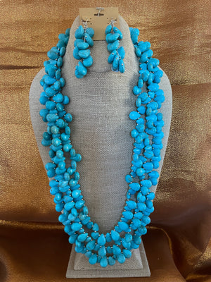 Turquoise with Silver Color Spacers Necklace Handmade